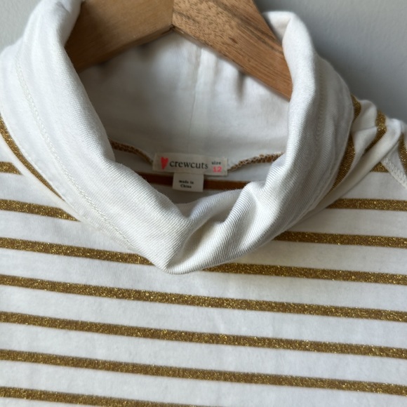Girls Crewcuts by J Crew Drop Waist Cowl Neck Gold Stripe tutu Dress 12 - Picture 2 of 6